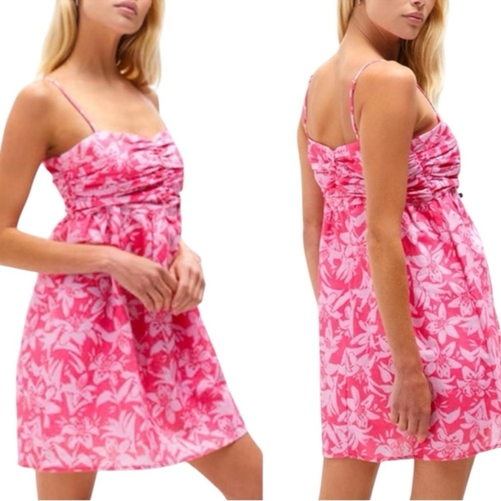 Charlie Holiday Women's Pink Linen Blend Madonna Mini Dress